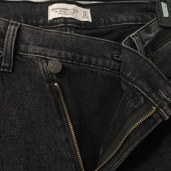 ABERCROMBIE & FITCH The '90s Slim Straight Hi-Rise Black Jeans Size32/14 ( F-17) - Picture 5 of 10